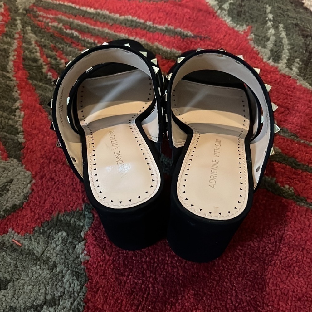 Adrienne Vittadini Anisette Studded Block Heel Mule Sandal In Black - Picture 6 of 7